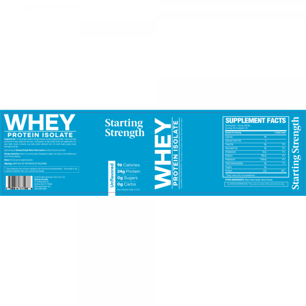 nutritional label starting strength whey protein