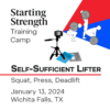 self-sufficient lifter camp january texas 2024